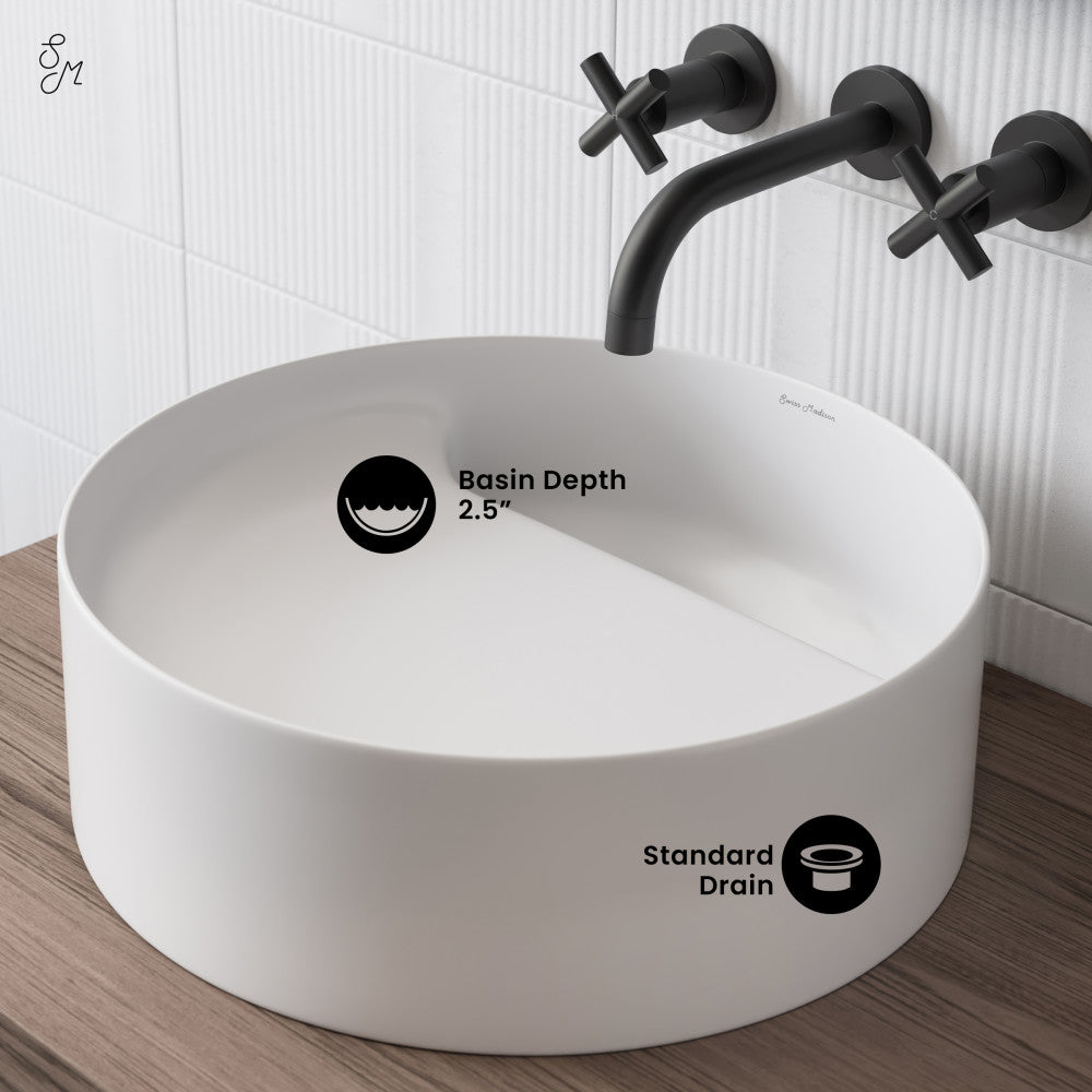 Swiss Madison Beau 16.5" Round Vessel Bathroom Sink in Matte White