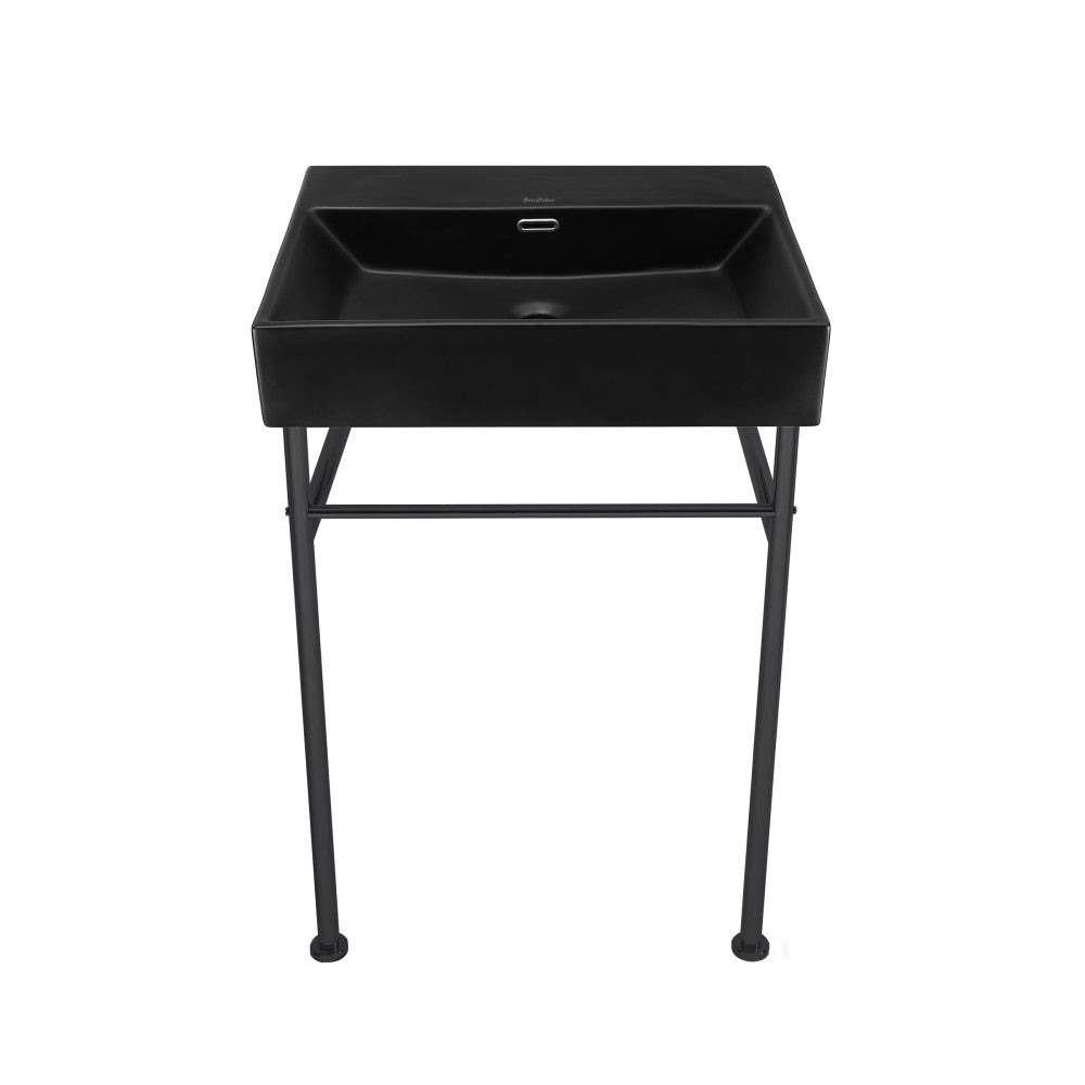 Swiss Madison Claire 24" Rectangle Matte Black Zero Hole Console Sink with Matte Black Legs
