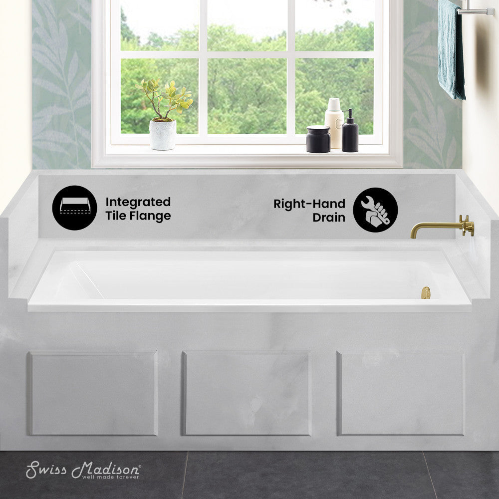 Swiss Madison Voltaire 66" x 32" Right-Hand Drain Alcove Bathtub
