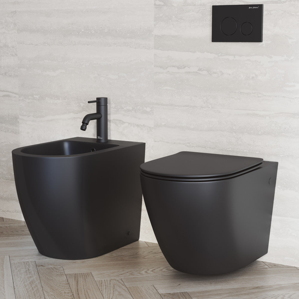 Swiss Madison St. Tropez Wall-Hung Toilet Bowl Only in Matte Black