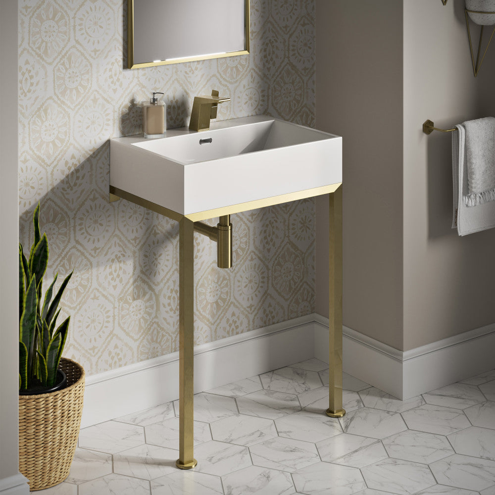 Swiss Madison Concorde 24" Rectangle Console Sink with Brushed Gold Legs