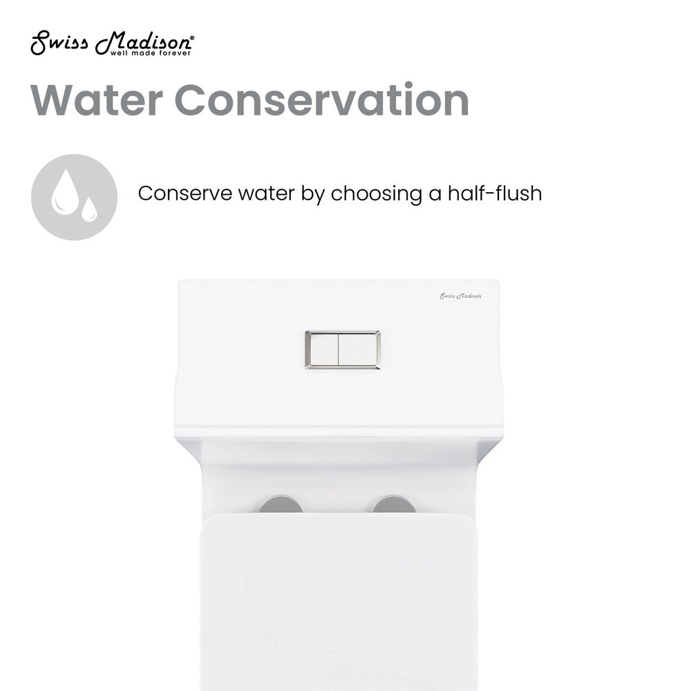 Swiss Madison Concorde One Piece Square Toilet Dual Flush 1.1/1.6 gpf in Matte White