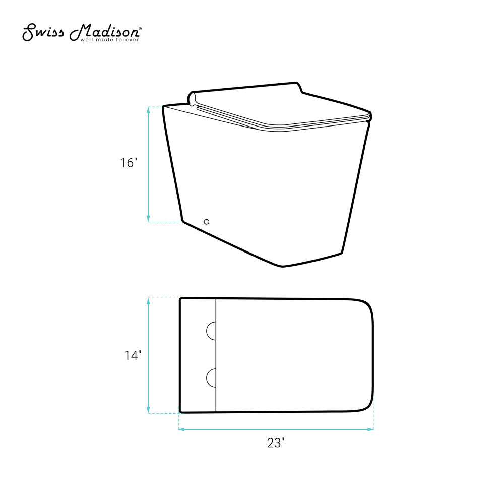 Swiss Madison Concorde Back-to-Wall Toilet Bundle 0.8/1.6 GPF Dual Flush in Glossy White with Black Flush Plate