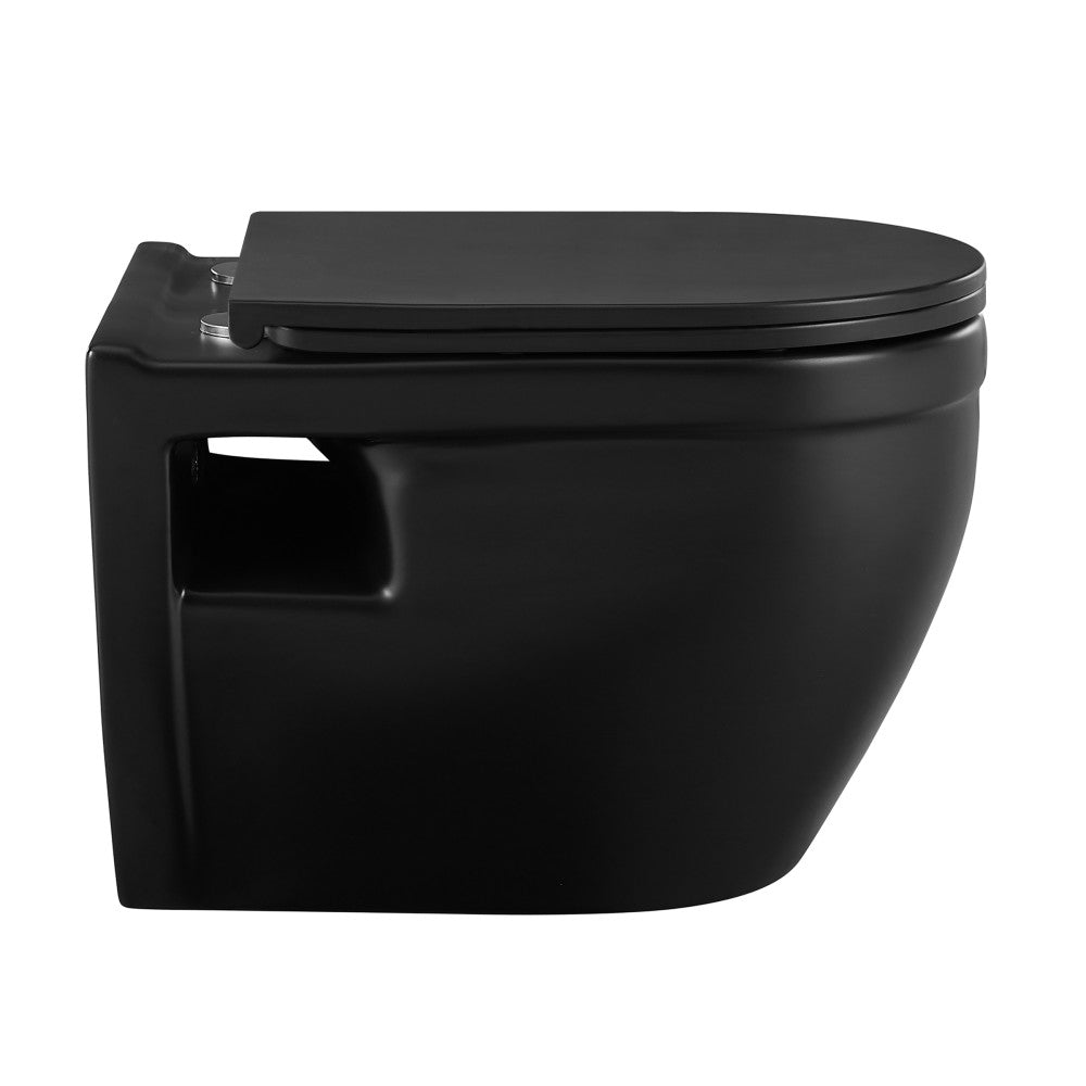 Swiss Madison Ivy Wall-Hung Elongated Toilet Bowl in Matte Black
