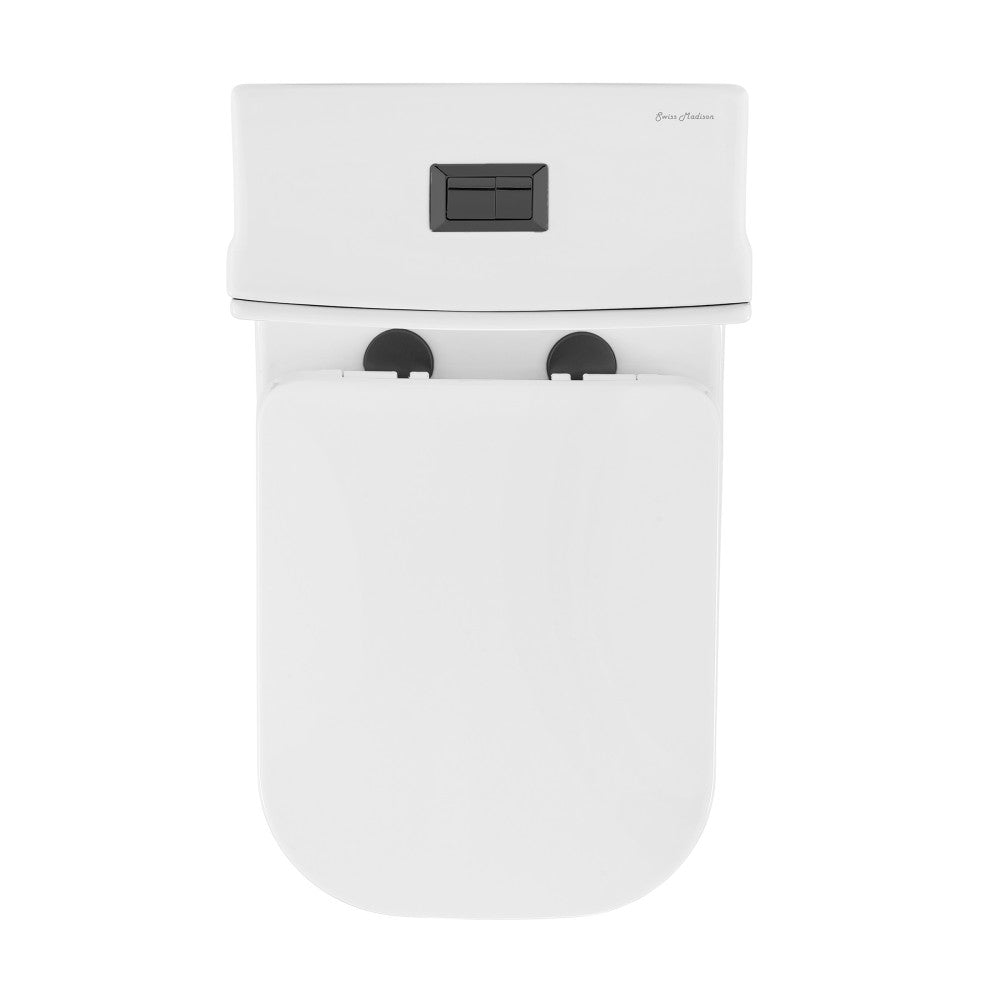 Swiss Madison Concorde One Piece Square Toilet Dual Flush, Black Hardware 1.1/1.6 gpf