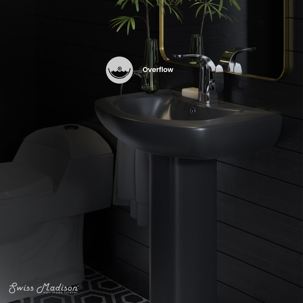 Swiss Madison Chateau Two-Piece Round Pedestal Sink in Matte Black