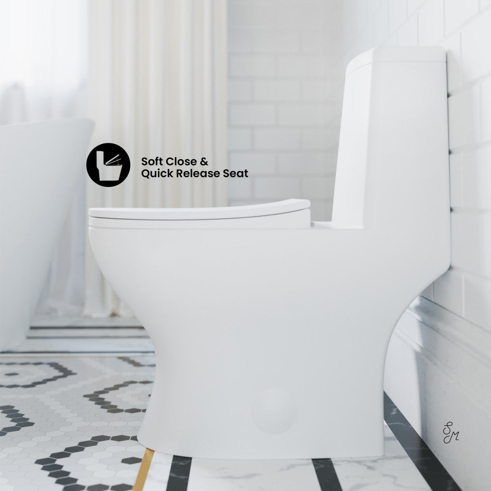 Swiss Madison Ivy One-Piece Elongated Toilet Left Side Flush, 10" Rough-In 1.28 gpf
