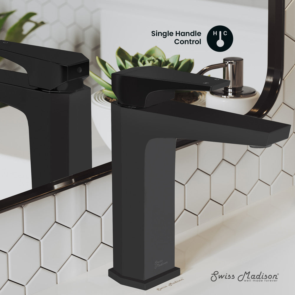 Swiss Madison Voltaire Single Hole, Single-Handle, Bathroom Faucet in Matte Black