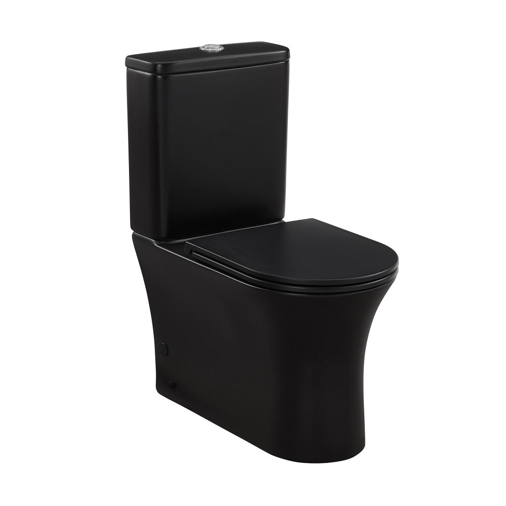 Swiss Madison Calice Two-Piece Elongated Rear Outlet Toilet Dual-Flush 0.8/1.28 gpf in Matte Black