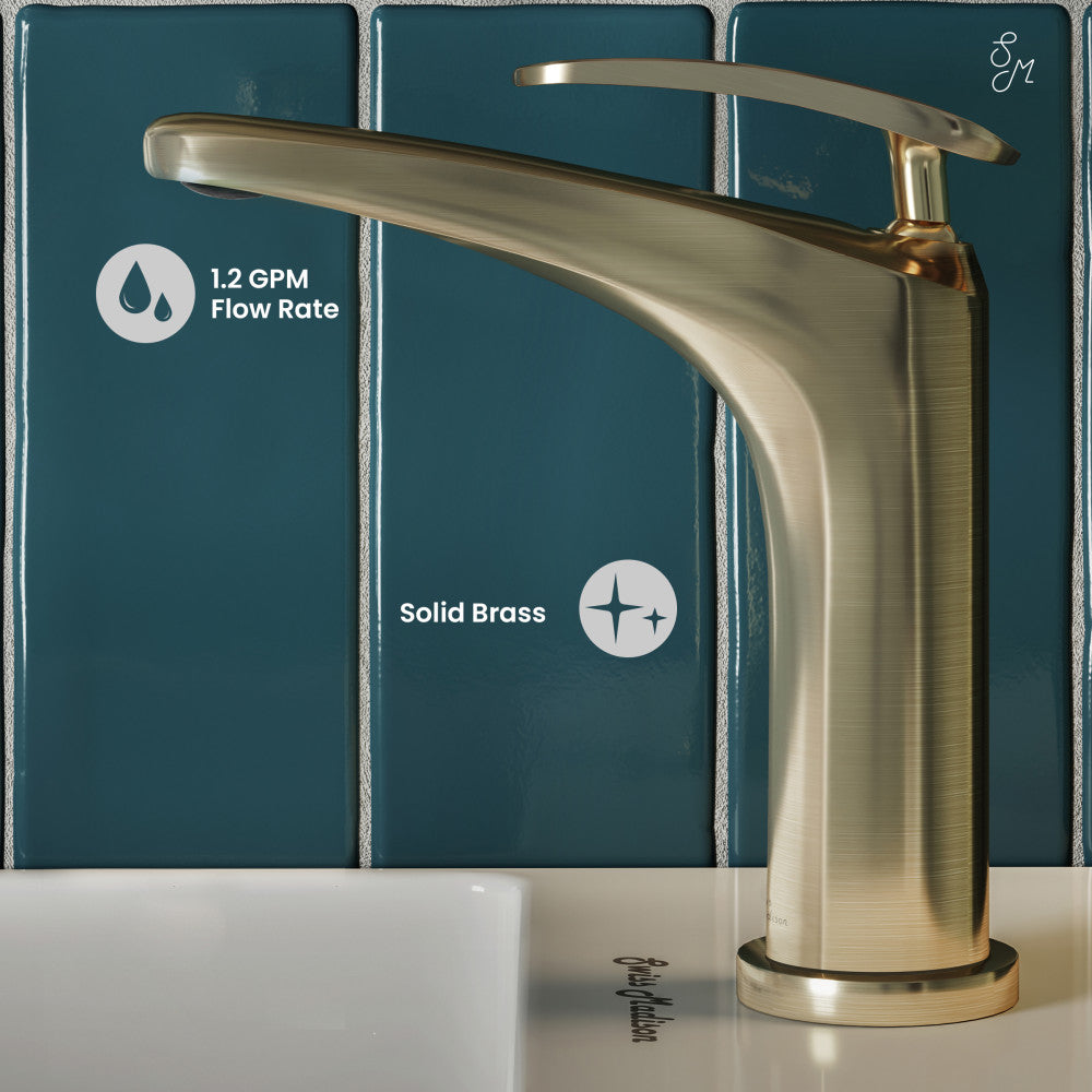 Swiss Madison Sublime Single Hole, Single-Handle, Bathroom Faucet in Brushed Gold