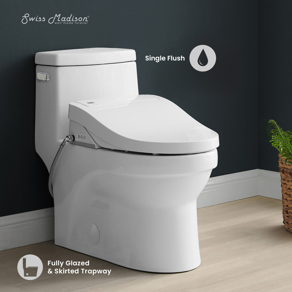 Swiss Madison Virage One-Piece Toilet with Vivante Smart Seat Left Side Flush Handle 1.28 gpf