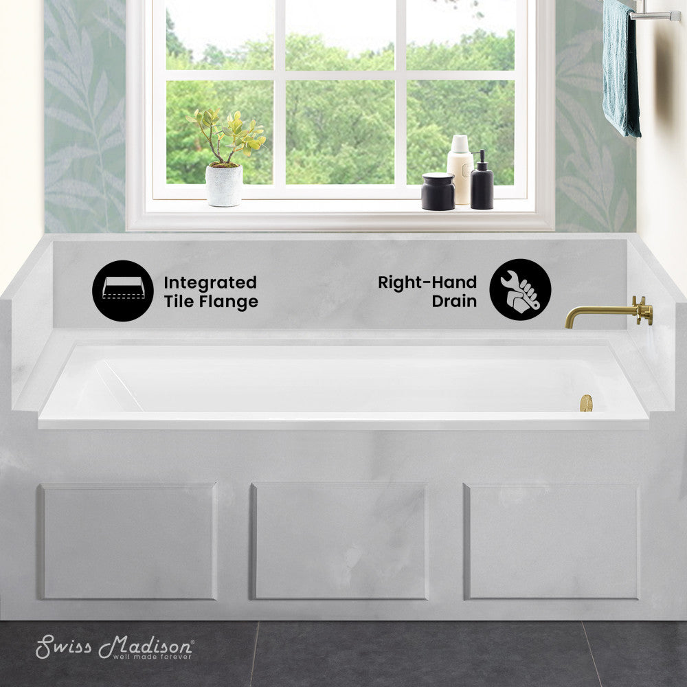 Swiss Madison Voltaire 60" x 30" Right-Hand Drain Alcove Bathtub
