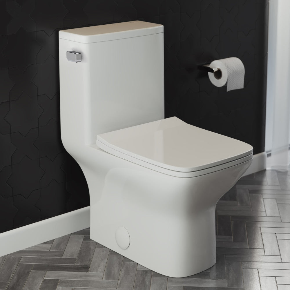 Swiss Madison Carre One Piece Square Toilet Left Side Flush, 10" Rough-In 1.28 gpf