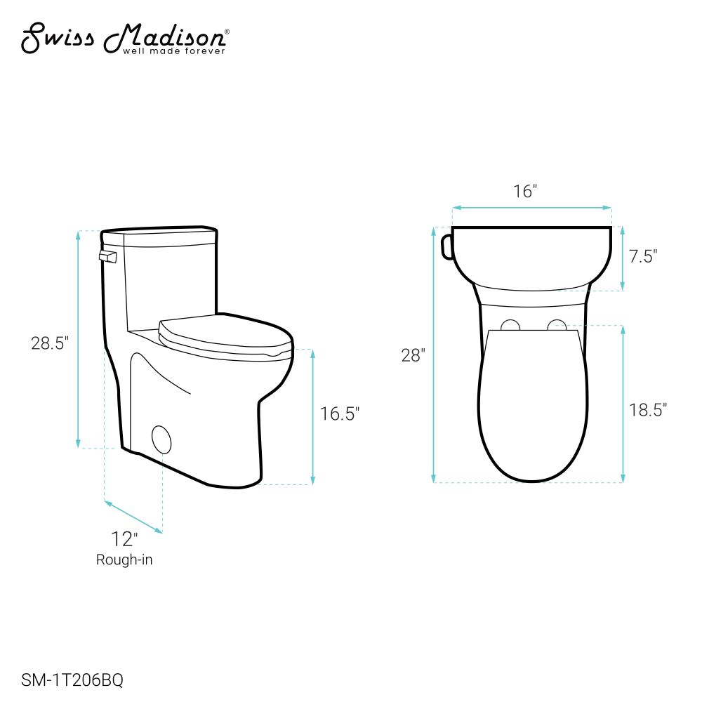 Swiss Madison Sublime One-Piece Elongated Left Side Flush Handle Toilet in Bisque 1.28 gpf