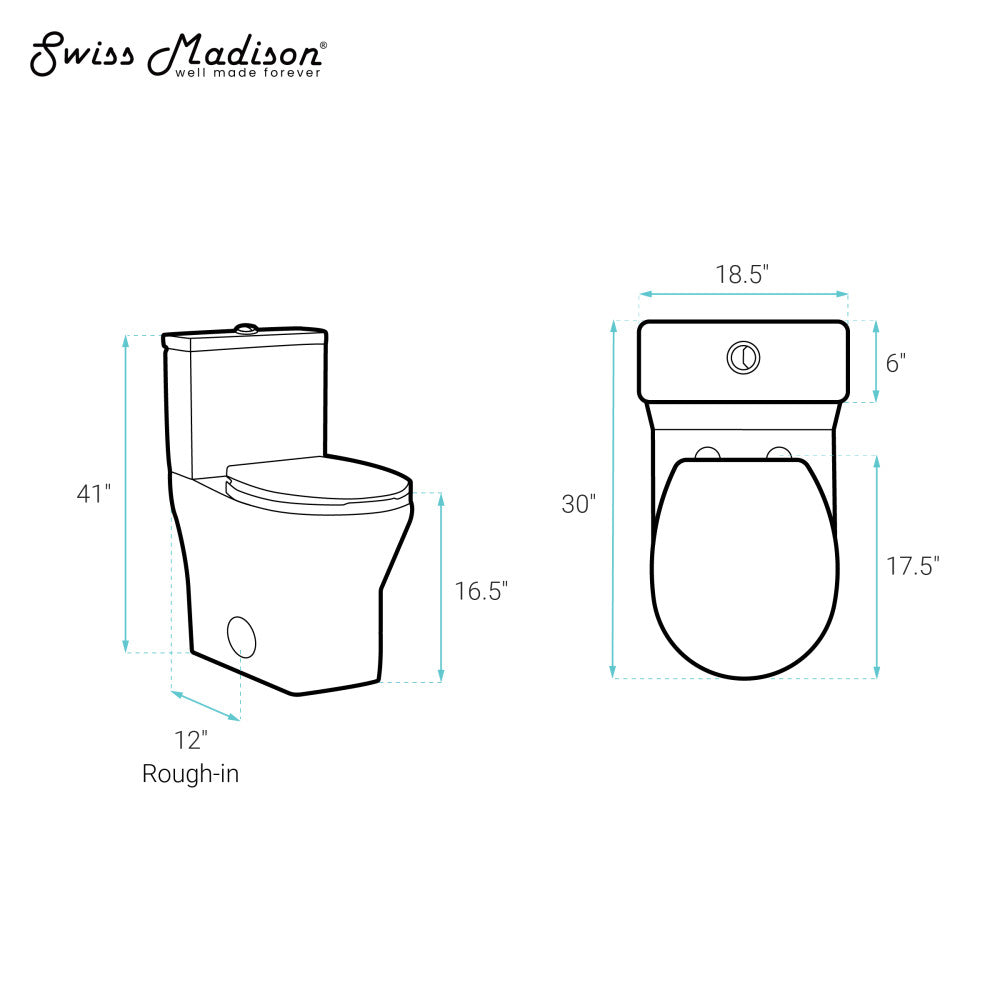 Swiss Madison Sublime II Two-Piece Round Toilet Dual-Flush 0.8/1.28 gpf