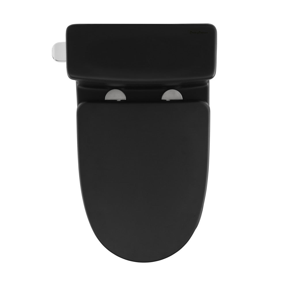 Swiss Madison Sublime II One-Piece 12" Rough-in 1.28 GPF Left Flush Round Compact Toilet in Matte Black
