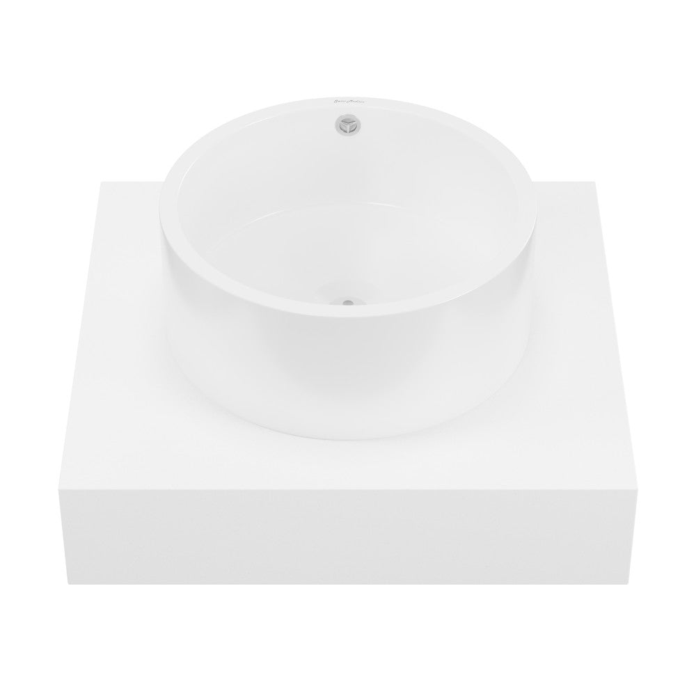 Swiss Madison Monaco 24" Floating Bathroom Shelf with Vessel Sink in Glossy White