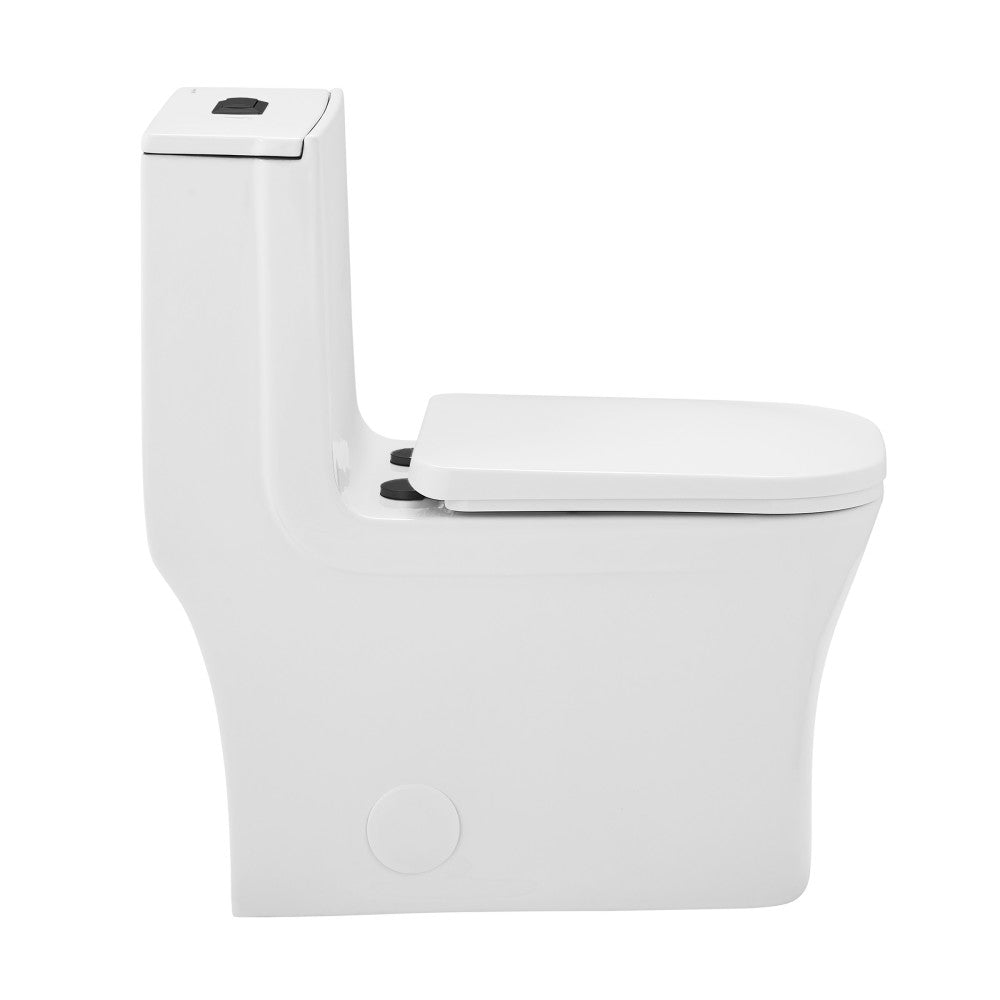 Swiss Madison Concorde One Piece Square Toilet Dual Flush, Black Hardware 1.1/1.6 gpf