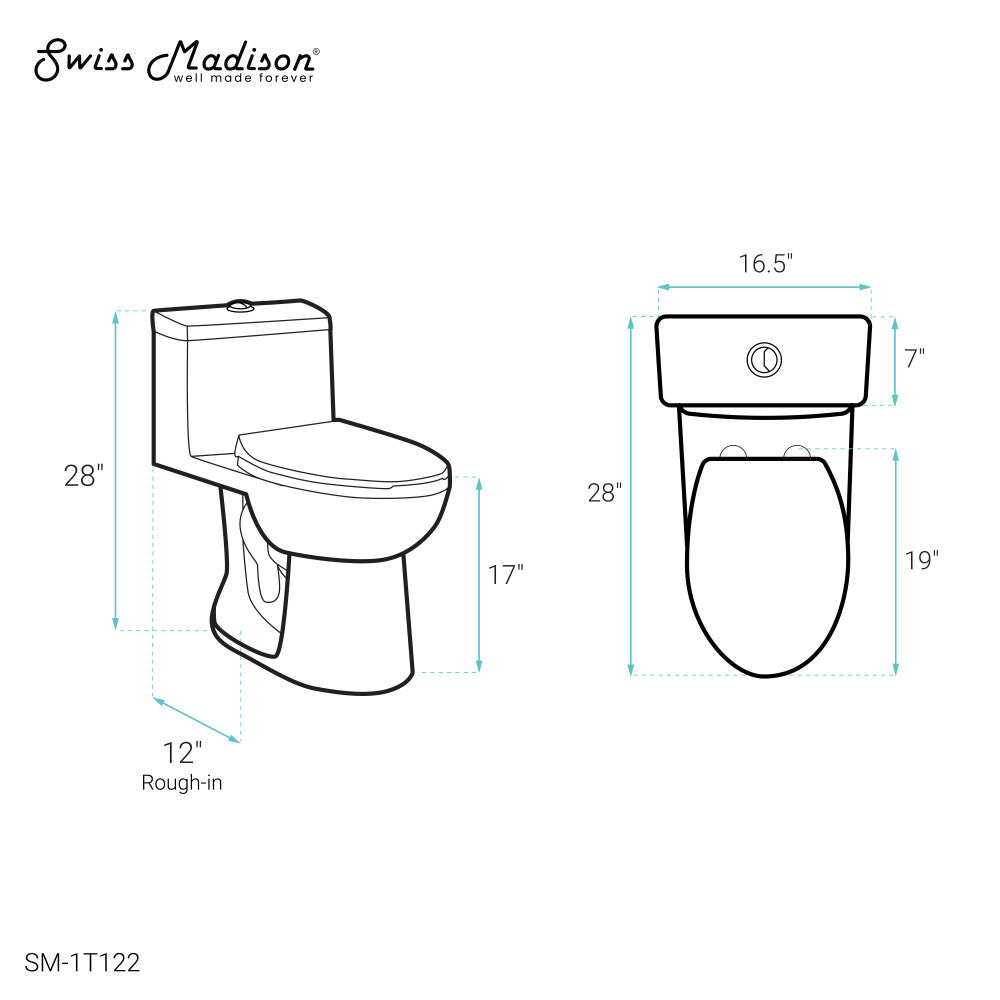Swiss Madison Avallon One-Piece Elongated Dual Flush-Toilet 1.1/1.6 gpf