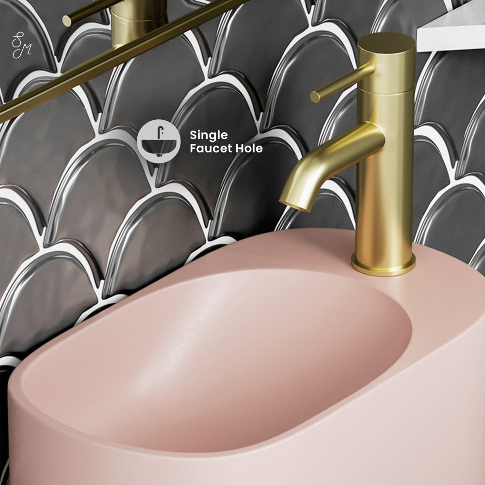 Swiss Madison Terre 17.5" Right Side Faucet Wall-Mount Bathroom Sink in Pale Pink