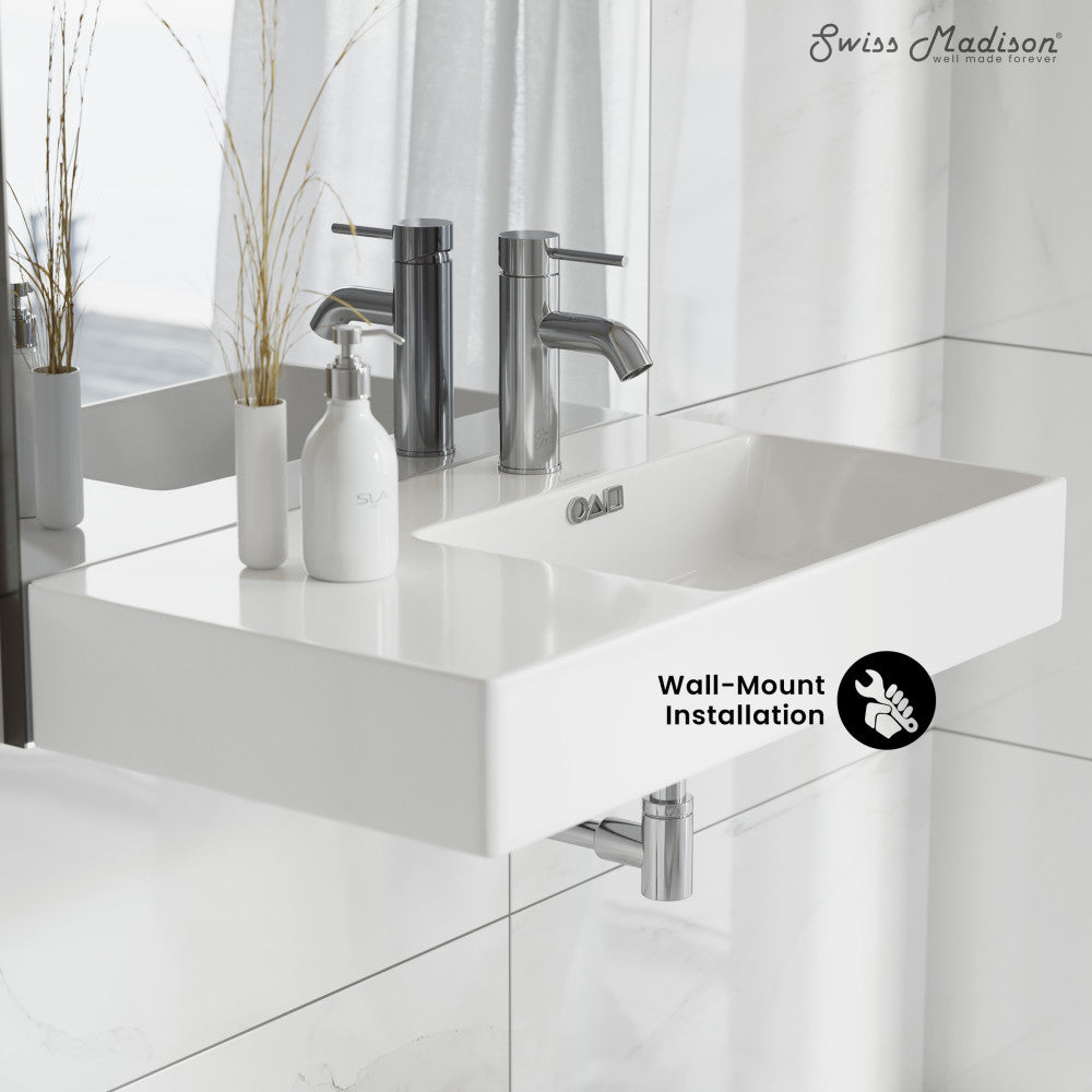 Swiss Madison St. Tropez 30" Rectangle Wall-Mounted Sink with Right Side Faucet Mount