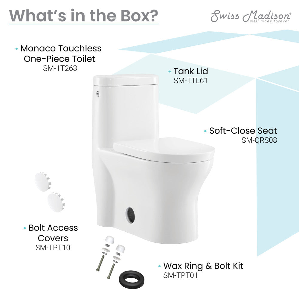 Swiss Madison Monaco One-Piece Elongated Toilet Dual-Flush 1.1/1.6 gpf, Touchless