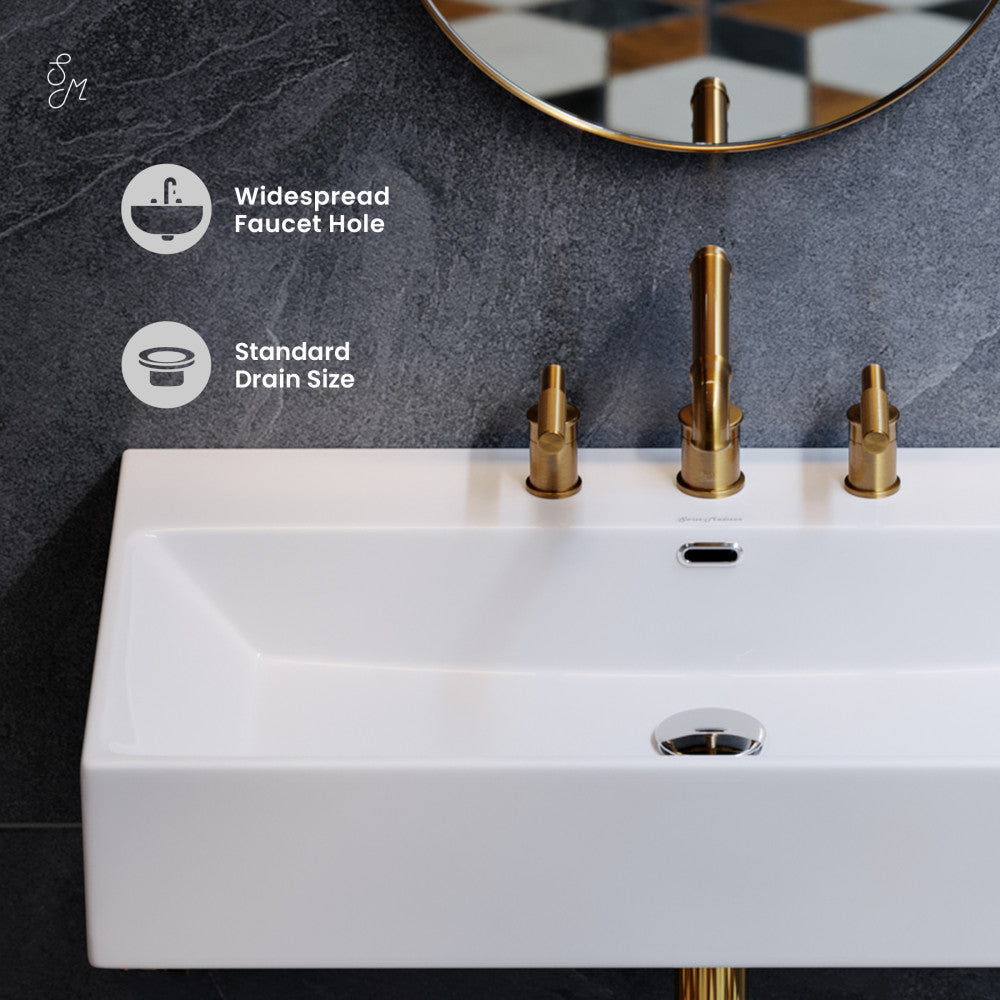 Swiss Madison Claire 30" Rectangle Wall-Mount Bathroom Sink with 8" Widespread Holes