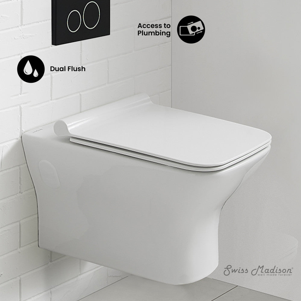 Swiss Madison Carre Wall-Hung Elongated Toilet Bowl