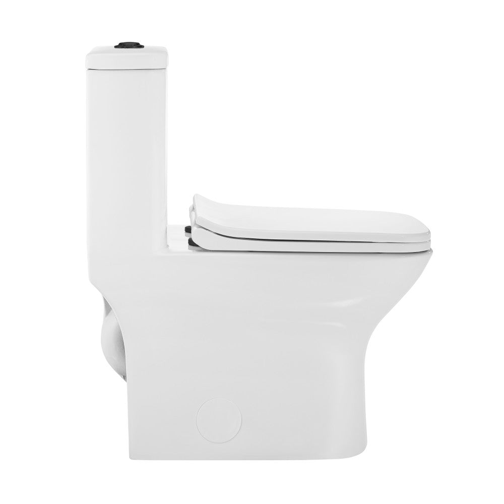 Swiss Madison Carre One Piece Square Toilet Dual Flush, Black Hardware