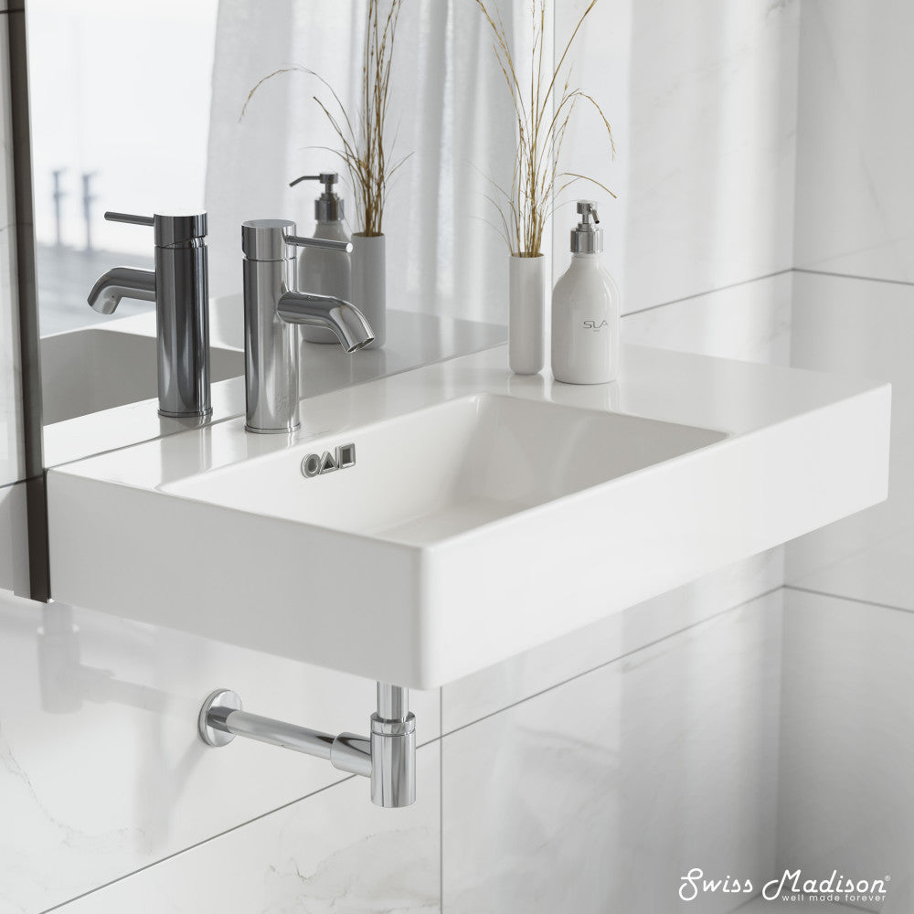 Swiss Madison St. Tropez 30" Rectangle Wall-Mounted Sink with Left Side Faucet Mount