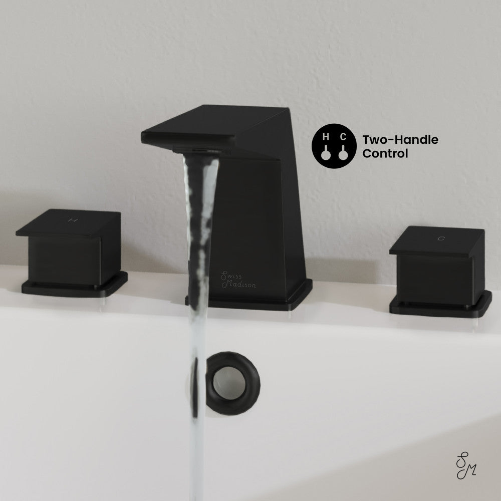 Swiss Madison Carre 8 in. Widespread, 2-Handle, Bathroom Faucet in Matte Black