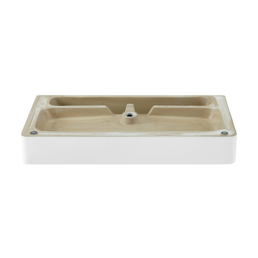 Swiss Madison Carre 36 Ceramic Console Sink White Basin Matte White Legs