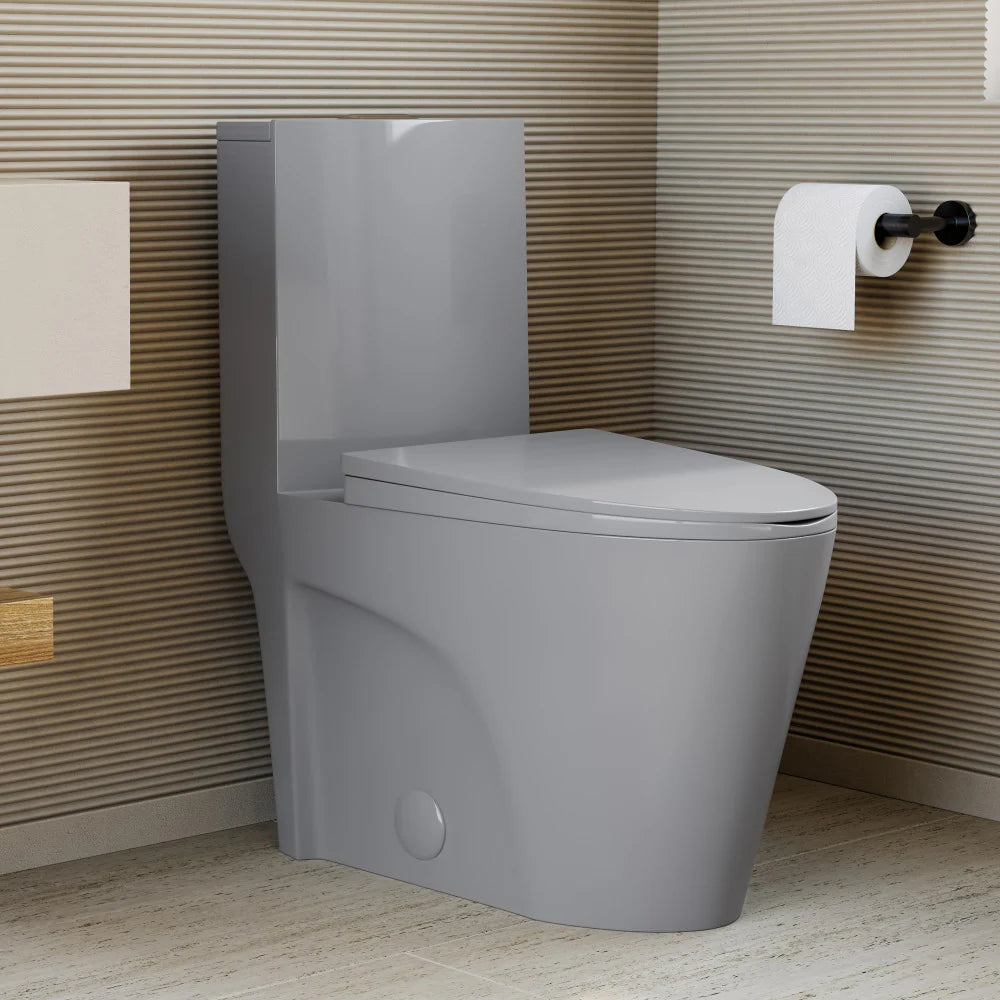 Swiss Madison St. Tropez One-Piece Elongated Toilet Vortex™ Dual-Flush 1.1/1.6 gpf in Glossy Grey