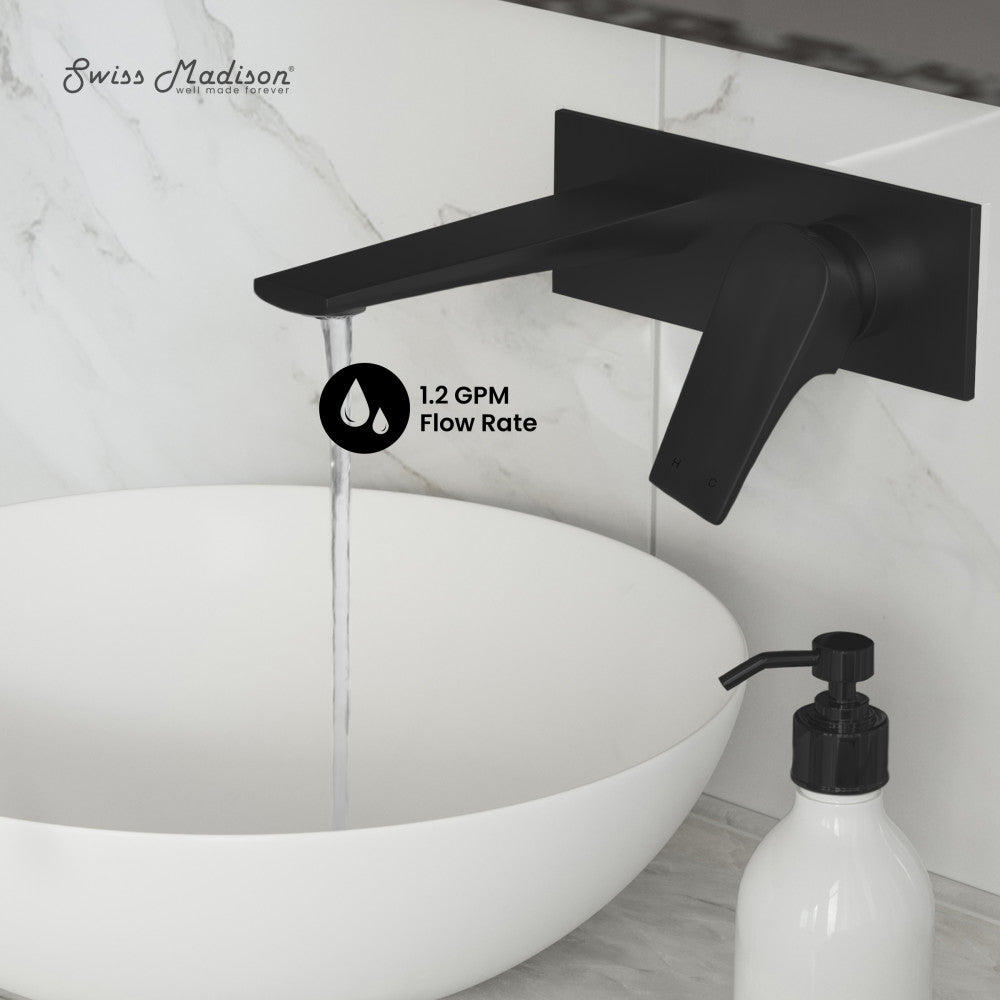 Swiss Madison Monaco Single-Handle, Wall-Mount, Bathroom Faucet in Matte Black