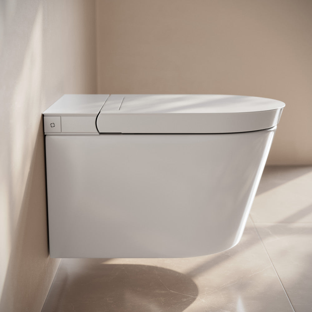 Swiss Madison Hugo H Wall-Hung Toilet in Glossy White with Supporting Frame
