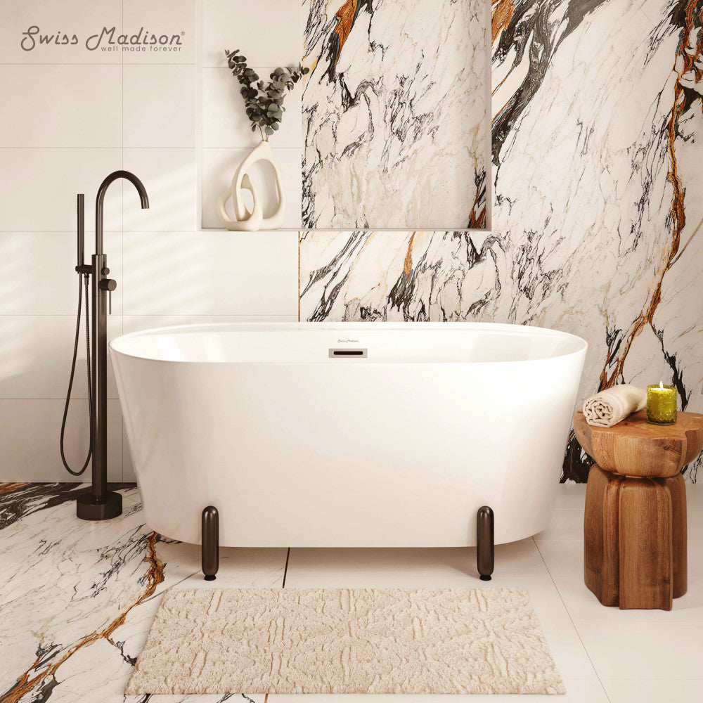 Swiss Madison Monaco 59" Freestanding Bathtub with Matte Black Stand