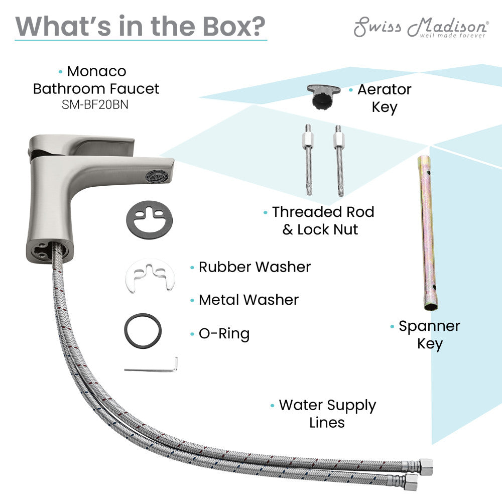 Swiss Madison Monaco Single Hole, Single-Handle, Bathroom Faucet in Brushed Nickel