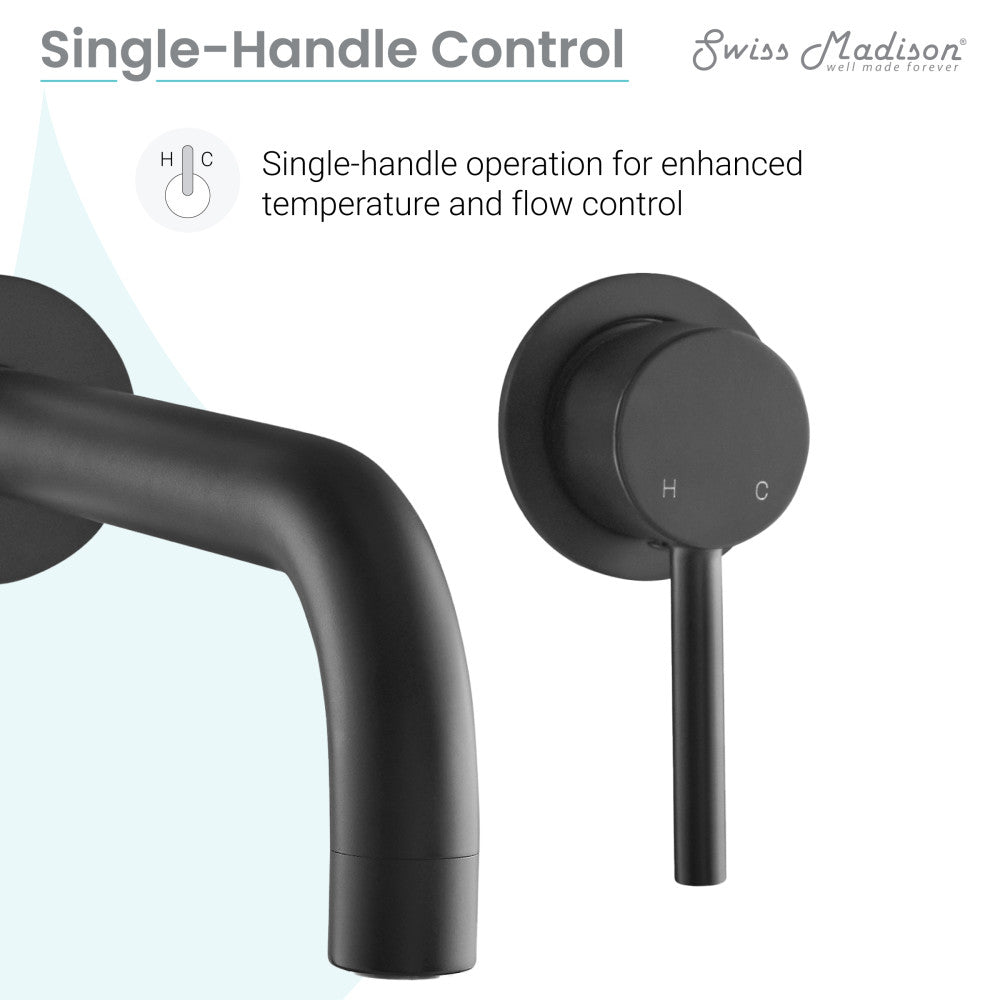 Swiss Madison Ivy Single-Handle Wall Mount Bathroom Faucet in Matte Black