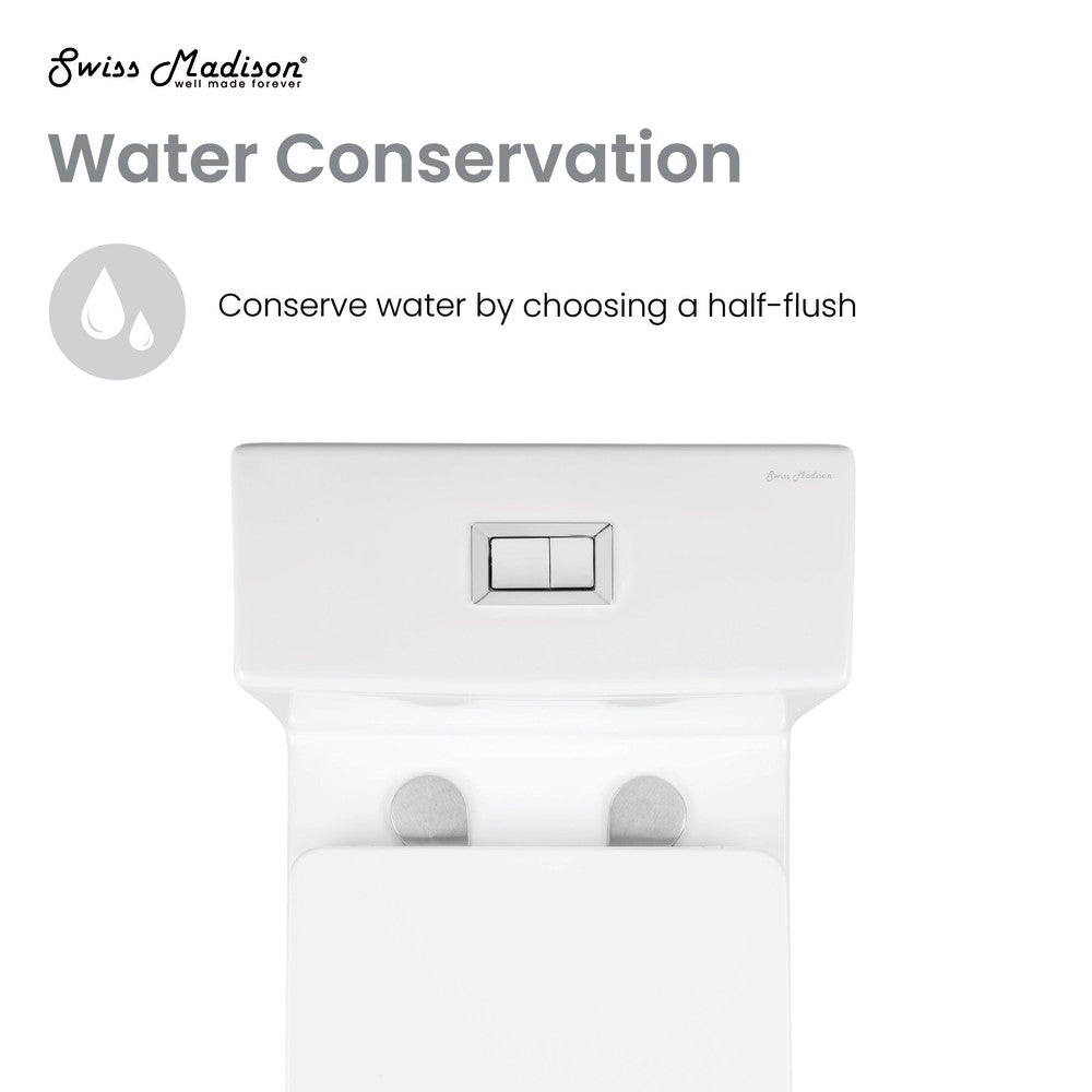 Swiss Madison Eclair One-Piece Square Toilet Dual-Flush 0.8/1.28 gpf