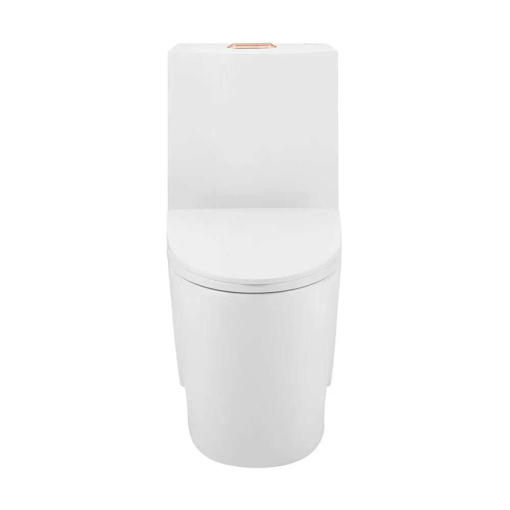 Swiss Madison St. Tropez One Piece Elongated Toilet Dual Vortex™ Flush, Rose Gold Hardware