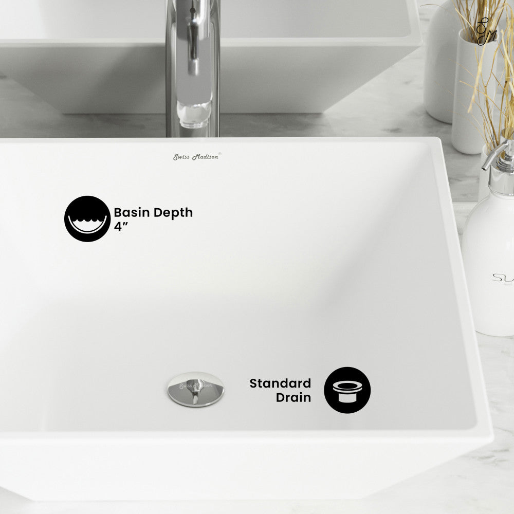 Swiss Madison St. Tropez Square Ceramic Vessel Sink