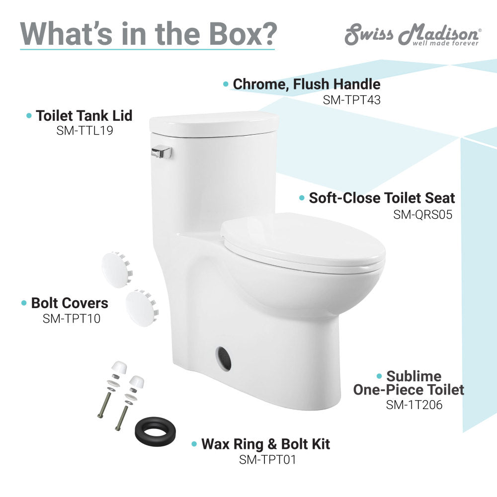 Swiss Madison Sublime One-Piece Elongated Left Side Flush Handle Toilet 1.28 gpf