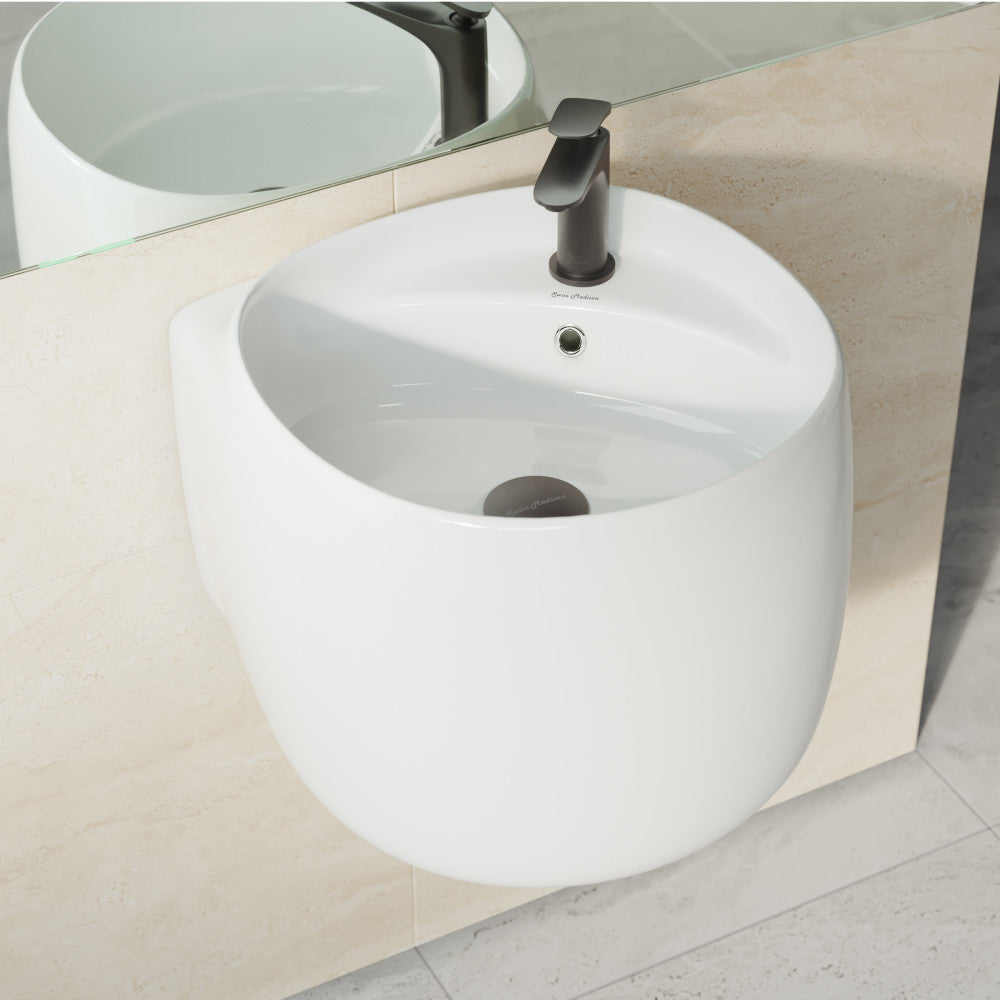Swiss Madison Ivy 18 in. Ceramic Glossy White Wall Mount Sink