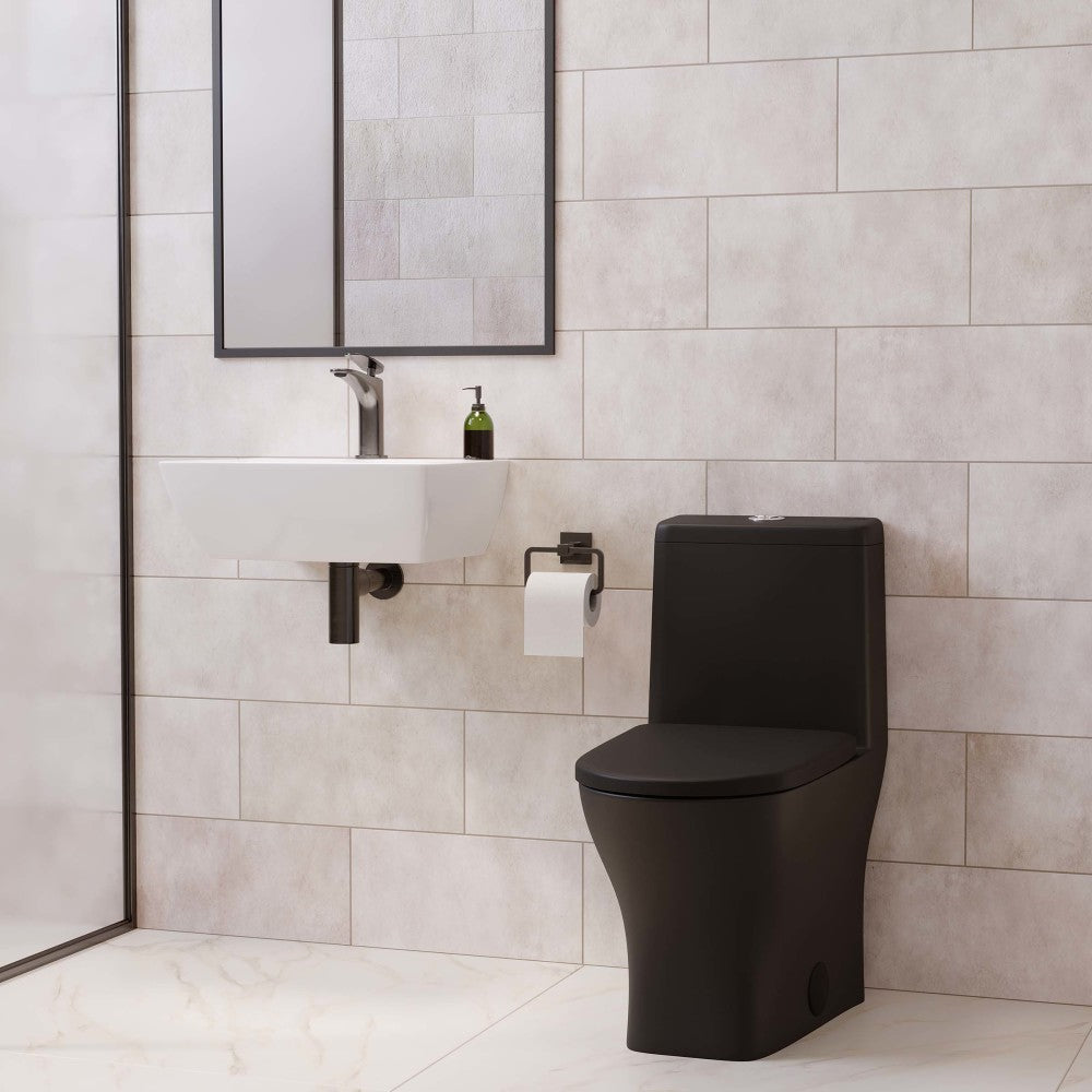Swiss Madison Sublime II One-Piece 12" Rough-in 1.1/1.6 GPF Dual Top Flush Round Compact Toilet in Matte Black