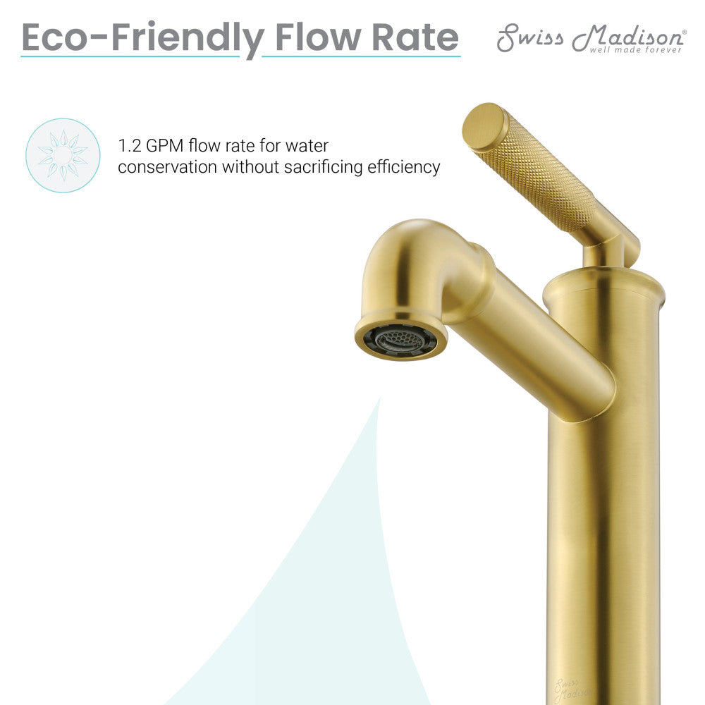 Swiss Madison Avallon Single Hole, Single-Handle Sleek, Bathroom Faucet in Brushed Gold