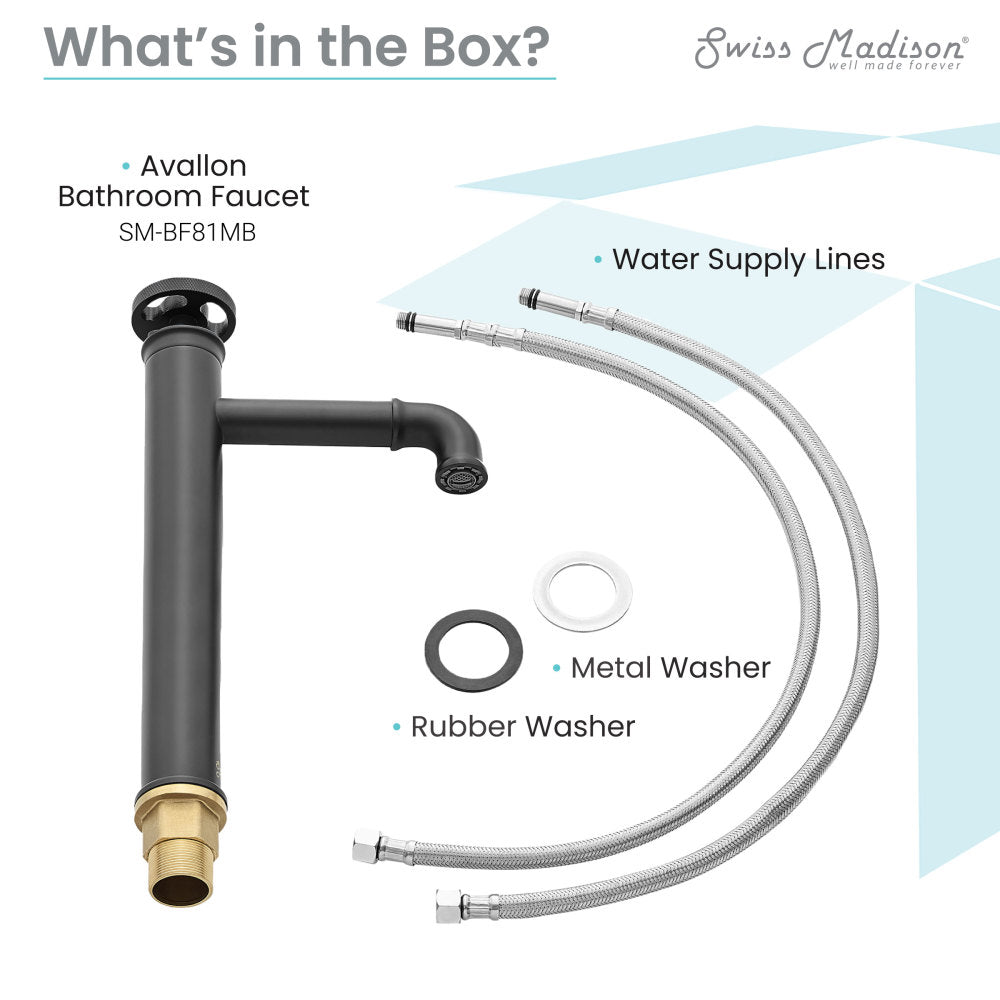 Swiss Madison Avallon Single Hole, Single-Handle Wheel, High Arc Bathroom Faucet in Matte Black