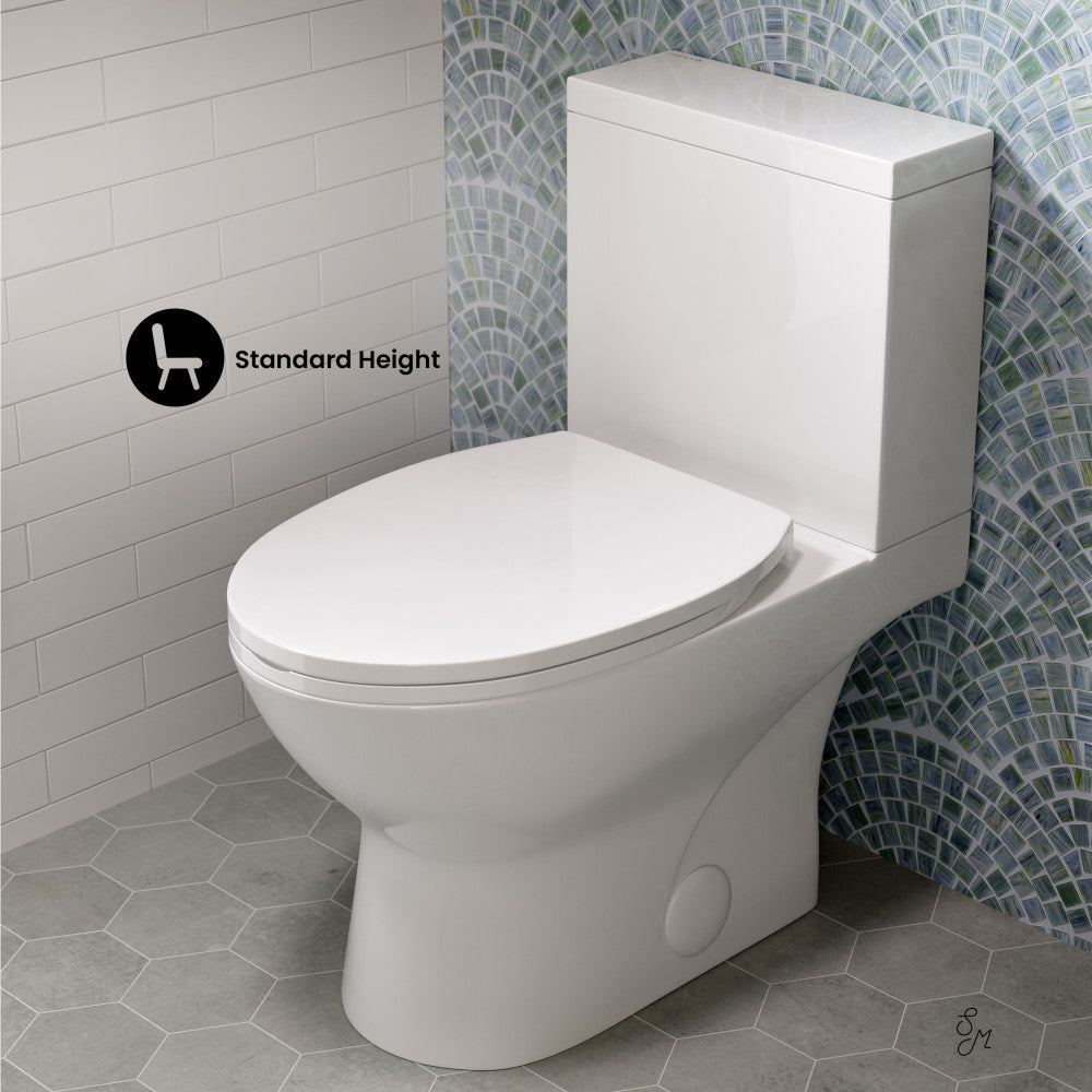 Swiss Madison Cache Two-Piece Elongated Toilet Left Side Flush Handle Toilet 1.28 gpf