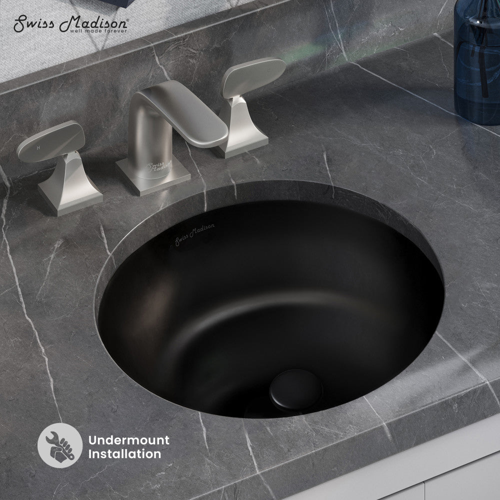 Swiss Madison Monaco 16" Ceramic Undermount Bathroom Sink in Matte Black