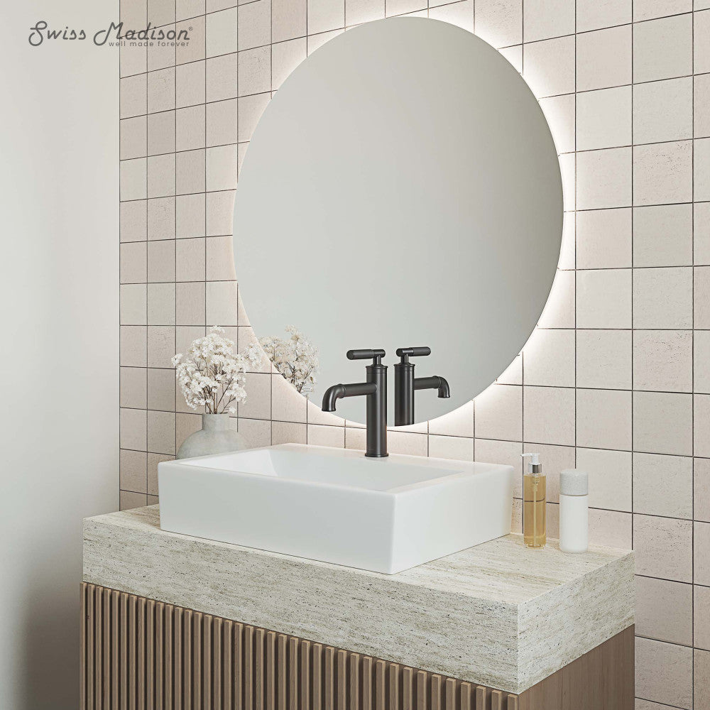 Swiss Madison Claire 20 Rectangle Ceramic Vessel Sink, Matte White