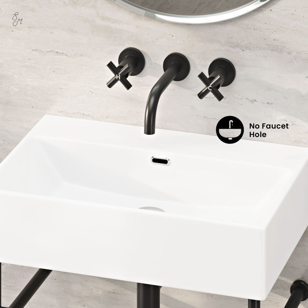 Swiss Madison Claire 24" Rectangle Zero Hole Console Sink with Matte Black Legs